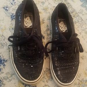 Vans, size 8. Black sequins.